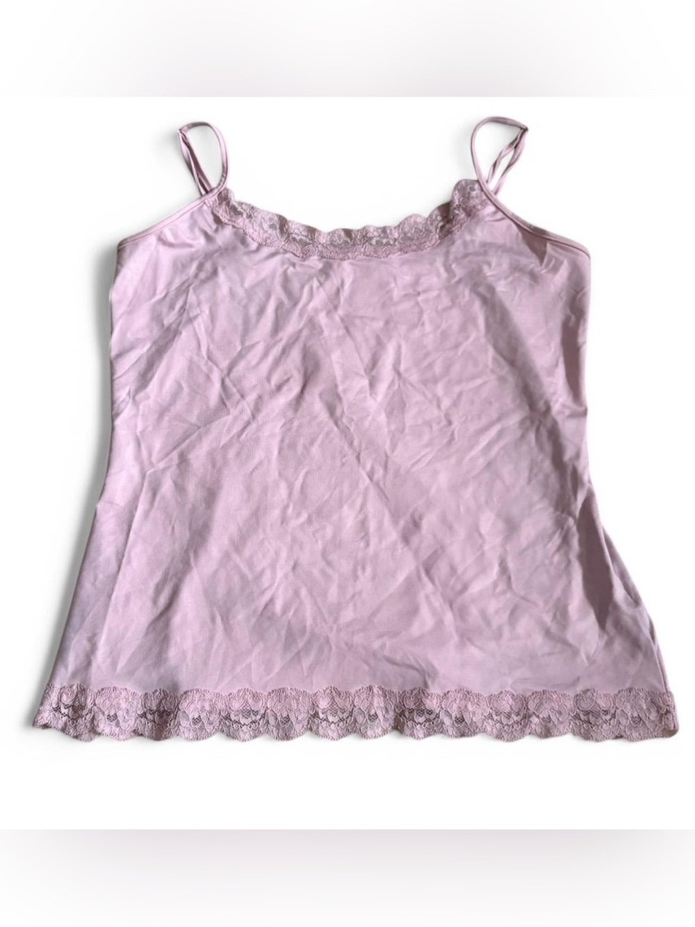 Pink camisole with lace trim